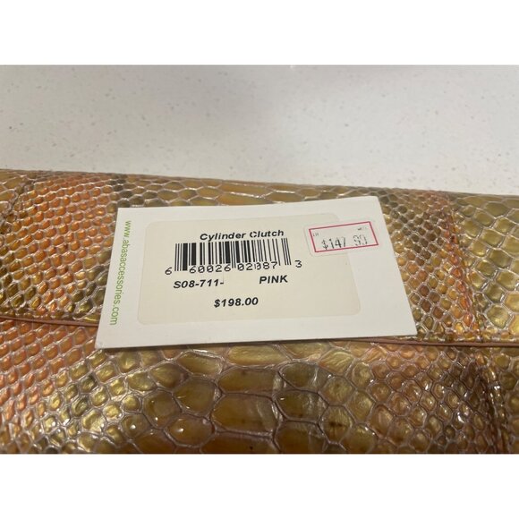 Abas Leather Clutch Crocodile Snake Circular Wallet 3-1/2" High x 10-1/2 Long - Picture 2 of 5